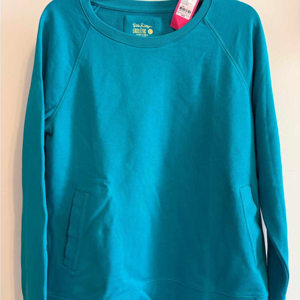 Lilly Pulitzer Luxletic Womens Beach Comber Pullover Maldives Green Size L NWT